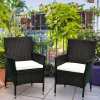 Outsunny 2 Piece Patio Armchair Wicker Chair Outdoor Modern PE Rattan w/ Cushion Brown(m-8)