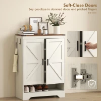 HOMCOM 5-Tier Shoe Storage Cabinet for 15 Pairs, Freestanding Farmhouse Shoe Cabinet, White(m-6)