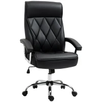 Vinsetto High Back Executive Office Chair Computer Desk Chair Adjustable Ergonomic Home Office Chair Diamond-Stitched PU Leather Swivel with Padded Armrests, Black(m-1)