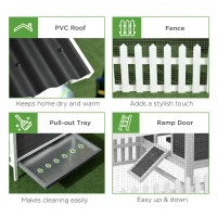 PawHut Wooden Chicken Coop with Run for 1-2 Chickens, 68" x 59" x 42"(m-11)