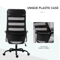 Vinsetto High Back Ergonomic Home Office Desk Chair with Spandex Fabric, Computer Task Chair with Ladder Back, Thick Padding and 360 Swivel Wheels, Grey(m-8)