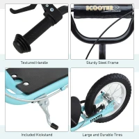 Aosom Youth Kick Scooter with Adjustable Handlebar and 16'' Inflatable Rubber Wheel for Kids and Teens 5+ Year Old, Blue(m-6)