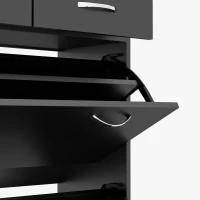 HOMCOM Narrow Shoe Storage with 2 Flip Drawers and Adjustable Shelves Shoe Cabinet Organizer for 12 Pairs of Shoes, Black(m-10)