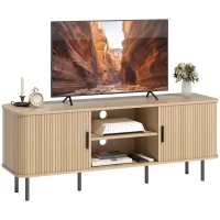 HOMCOM TV Stand Cabinet for TVs up to 65 Inches, TV Unit with Storage Shelves and Cabinets for Living Room, Oak Tone(m-13)