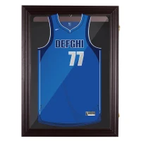 HOMCOM 32" x 24" UV-Resistant Sports Jersey Frame Display Case, Brown(m-1)