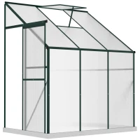 Outsunny Walk-In Garden Greenhouse Aluminum Polycarbonate with Roof Vent for Plants Herbs Vegetables 6' x 4' x 7' Green(m-1)
