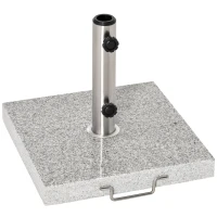 Outsunny 55 lbs Marble Square Umbrella Stand 16.5" Market Heavy Holder Base w/ Wheels, Grey(m-2)