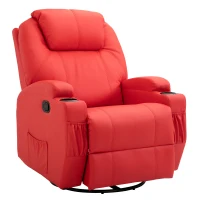 HomCom Faux Leather Heated Massage Recliner Chair with Remote - Bright Red(m-1)