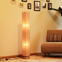 HOMCOM Modern Free Standing Rectangle Floor Lamp, 47 Inches Tall with Linen Shade for Living Room and Bedroom, Beige(m-24)