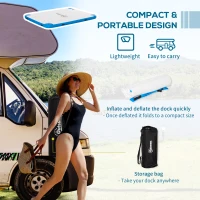 Outsunny 8 x 6ft Water Inflatable Floating Dock, Inflatable Platform Island, Large Floating Mat Raft with Air Pump & Backpack(m-5)