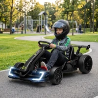 Aosom 24V 7.5 MPH Electric Go Kart with Adjustable Seat, Slow Start, Black(m-2)
