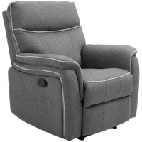 HOMCOM Manual Recliner Armchair with Thick Padded Headrest, Back and Footrest and Adjustable 150 Degree Angle, Grey(m-1)