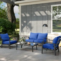 Outsunny Patio Chair Cushions Set of 4 with Seat & Backrest, Fade Resistant Seat Replacement Cushion Set, Navy Blue(m-7)