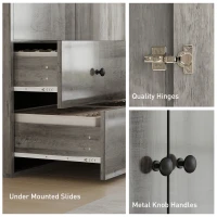 HOMCOM Modern Wardrobe Closet Armoire with 2 Drawers and Hanging Rod, Clothes Storage Organizer for Bedroom, Grey(m-6)