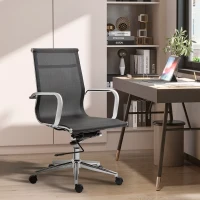 Vinsetto Mesh Office Chair, Swivel Computer Desk Chair with Adjustable Height and Armrests, Black(m-10)