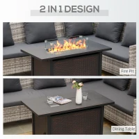 Outsunny 43" Outdoor Propane Gas Fire Pit Table, Wicker Patio Gas Firepit w/ Glass Wind Guard, 50,000 BTU CSA Certified Bronze(m-4)
