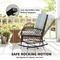 Outsunny Outdoor Wicker Rattan Rocking Chair Patio Rocker with Thick Cushions for Garden Backyard Porch, Light Green(m-4)