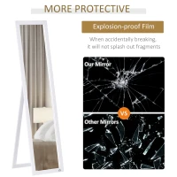 HOMCOM Full Length Glass Mirror, Freestanding or Wall Mounted Dress Mirror for Bedroom, Living Room, Bathroom, White(m-6)