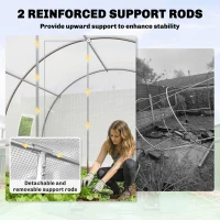 Outsunny Walk-in Tunnel Greenhouse, Plant Hot House w/ Support Rods, Roll-up Mesh Door, Mesh Windows, 13'x9.8'x6.6', White(m-4)