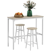 HOMCOM 3-Piece Counter Height Bar Table and Chairs, Dining Table and Chairs Set for 2, Pub Table and Chairs(m-9)