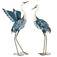 Outsunny Set of 2 Garden Sculptures, Heron Garden Statues for Lawn, Patio, Backyard Decoration, 29" & 27.5", Blue(m-2)
