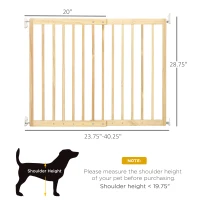 PawHut 24" - 40" Wide Walk Thru Pet Gate, Wooden Dog Gate for Stairs, Hallways, & Doorways, for Small and Medium Dogs(m-3)