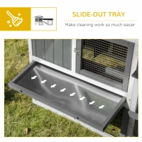 PawHut 69"L Wooden Rabbit Hutch Pet Playpen Bunny House Enclosure with Run Box, Slide-out Tray, Ramp, White(m-5)
