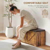 HOMCOM Shoe Storage Bench with Padded Seat, Entryway Bench Holds up to 352 lb, Shoe Organizer, 8 Pairs, Rustic Brown(m-6)
