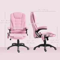 Vinsetto 6 Point Vibrating Massage Home Office Chair High Back Executive Chair with Reclining Back, Swivel Wheels, Pink(m-4)