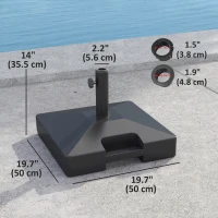 Outsunny Plastic Square Patio Umbrella Base with Wheels Handle, Heavy Duty Outdoor Umbrella Stand Base, Filled Up to 73lb with Stand or 57lb with Water for Garden, Poolside, Black(m-3)