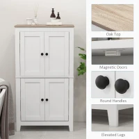 HOMCOM Bathroom Storage Cabinet, Modern Bathroom Floor Cabinet with 4 Doors and 2 Adjustable Shelves, White(m-7)
