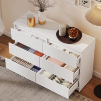 HOMCOM Wide Chest of Drawers, 6 Drawer Dresser for Bedroom, Living Room, Hallway, Modern Clothes Storage Organizer, White(m-7)