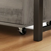 HOMCOM Filing Cabinet with Power Outlets File Cabinet Lockable Casters File Drawer Side Cubbies Light Grey Brown(m-11)