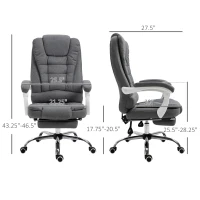 Vinsetto Home Office Chair Computer Chair with Retractable Footrest Adjustable Height Reclining Function Dark Gray(m-14)