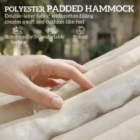 Outsunny Outdoor Hammock Padded Camping Hammock with Pillow & Spreader Bars 200 x 140 cm Cream White(m-4)