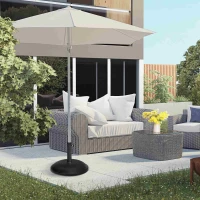 Outsunny 44 lbs Cement Round Umbrella Base Holder 19" Heavy Duty Parasol Stand for Patio, Outdoor, Backyard, Black(m-1)