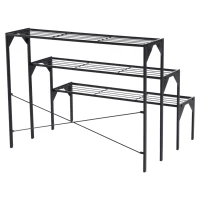 Outsunny Outdoor Plant Stand, 3 Tier Flower Stand, Metal Plant Shelf for Indoor Home & Outdoor Patio Balcony Yard Use(m-8)