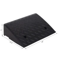 HOMCOM Rubber Curb Ramps Set, 4'' Heavy Duty Driveway Ramps with 33,000lbs Weight Capacity for Low Cars, Motorcycle, 2 Pack, 19" x 12.5" x 5"(m-3)