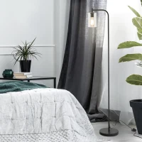 HOMCOM Modern Stylish Tall Pole Floor Lamp, Land Light with Metal Base, Cylindrical Shaped Glass Shade, Black(m-4)