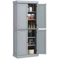 HOMCOM 72.5" Freestanding Kitchen Pantry Cabinet with 4 Doors, Grey(m-9)