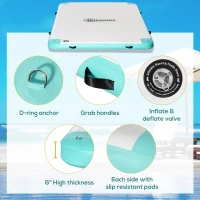 Outsunny 10' x 7' Water Floating Dock, Rafting Inflatable Island with Air Pump and Backpack for Pool, Beach, Ocean, Blue & Green(m-4)