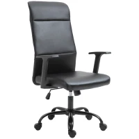 Vinsetto Morden High-Back Office Chair Faux Leather Rocking Swivel Computer Home Desk Chair with Adjustable Height, Metal Legs, Armrest, Wheels, Black(m-11)