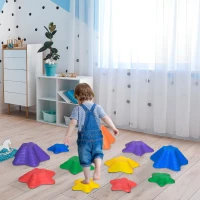 Outsunny Balance Stepping Stones for Kids, 11 PCS Starfish Style Non-Slip Obstacle Course, Stackable Balance Blocks for Coordination and Balance Development, Indoor/Outdoor(m-10)