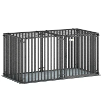 PawHut 55 Inch Heavy Duty Dog Crate, Extra Large Metal Dog Cage Kennel with Mat for Large Breeds, Modular Puppy Playpen(m-9)