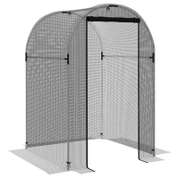 Outsunny Galvanized Steel Crop Cage, Plant Protection Tent with Zippered Door, 4' x 4', Black(m-9)