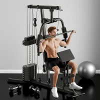 Soozier Multi-Exercise Home Gym Station with 99lbs Weight Stack, for Full Body Workout(m-1)