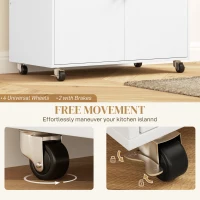 HOMCOM Rolling Kitchen Island with Drop Leaf, Kitchen Storage Cart with Drawer, Spice Rack and Towel Rack, White(m-7)