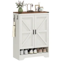 HOMCOM 5-Tier Shoe Storage Cabinet for 15 Pairs, Freestanding Farmhouse Shoe Cabinet, White(m-2)