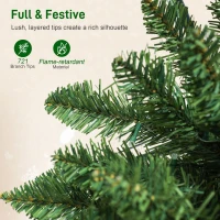 HOMCOM 9ft Christmas Tree with Colourful DIY Synchronized LEDs, Hinged Pencil Xmas Tree with Remote, Daily Timer, Green(m-7)