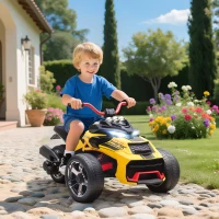 Qaba 12V Kids Ride On ATV with MP3 Player, Music, Horn, 2 Speeds, LED Lights, Gift for Boys & Girls, Yellow(m-8)